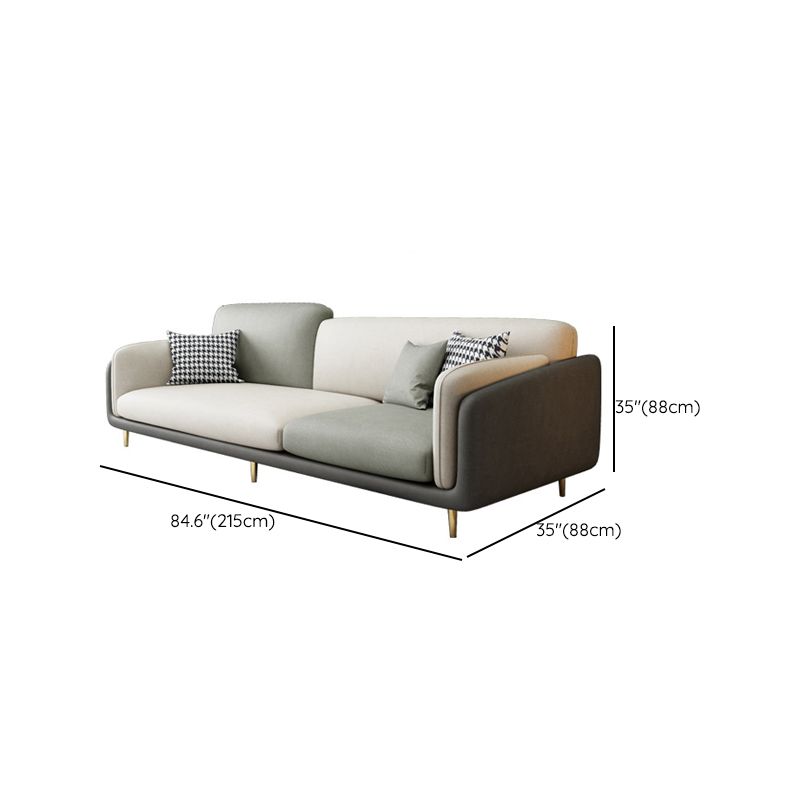 Contemporary 34.65" H Faux Leather Square Arm Sofa for Living Room