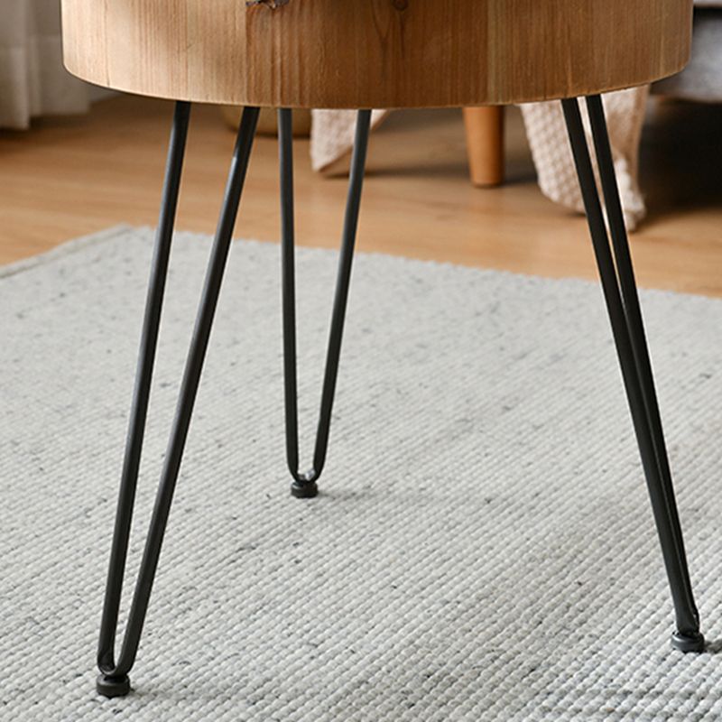 Iron 4 Legs Cocktail Table Scandinavian Round Wooden Coffee Table for Home