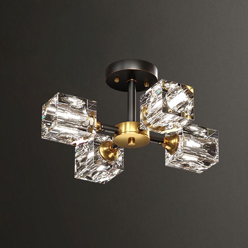 Plafonnier Crystal Simplicity, lampe encastrée à plusieurs têtes pour chambre à coucher