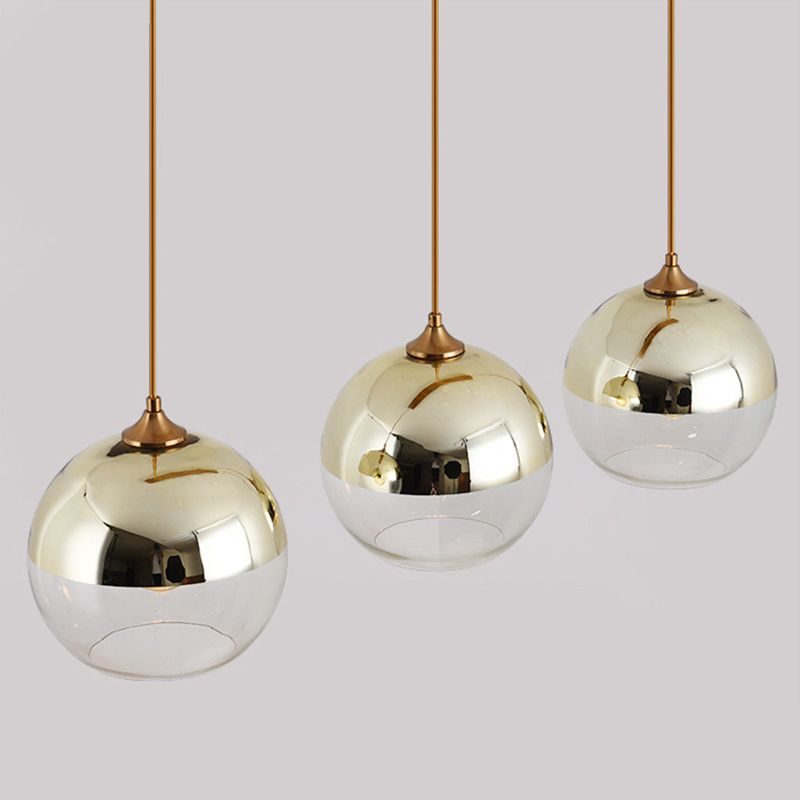 Wrought Iron Indoor Hanging Lamp in Modern Creative Style Globe Glass Pendant Light for Dining Room