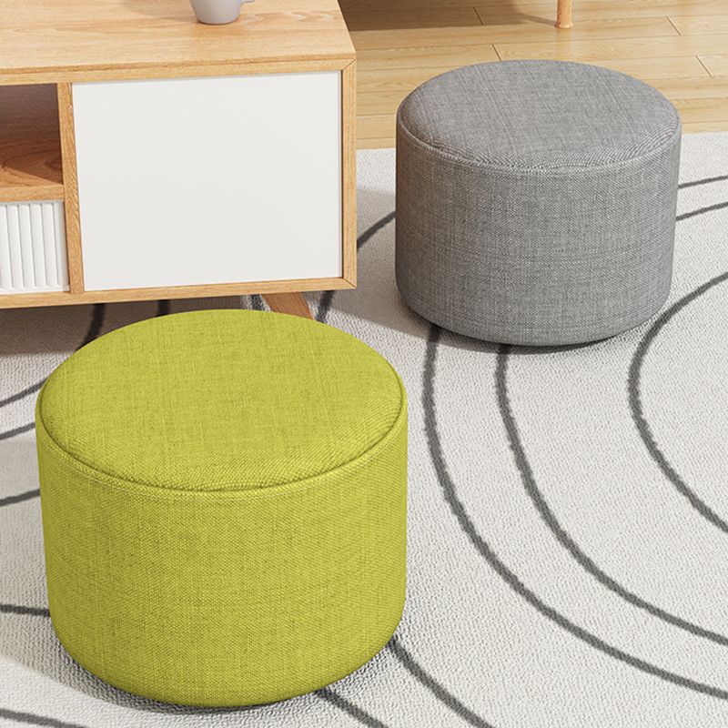 Contemporary Footstool Ottoman Fabric Upholstered Solid Color Round Ottoman