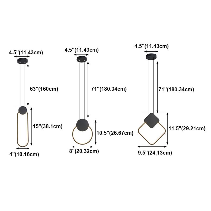 Postmodern Metal Ceiling Light Minimalist Style Geometry Led Pendant Lamp for Living Room