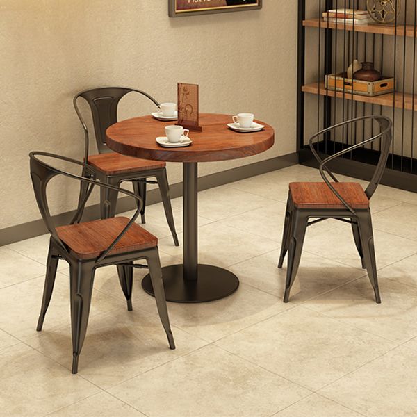 Einfacher Stil Home Wood Esstisch Rundform Tisch mit einer einzelnen Sockelbasis