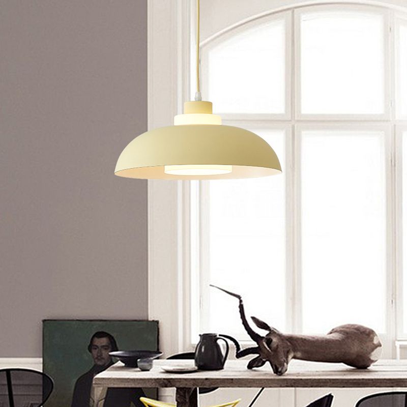 Bol en aluminium plafonnier pendrier léger macaron à la lampe à bulbe unique avec insert de l'ombre acrylique