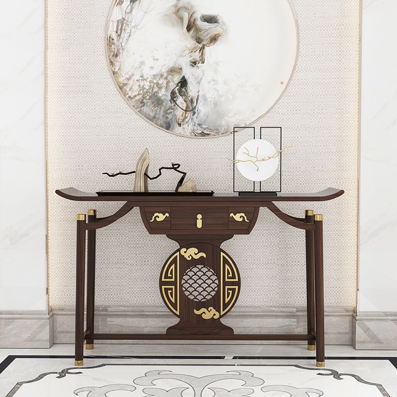 Rectangle Contemporary Console Table Wooden Console Sofa Table in Brown