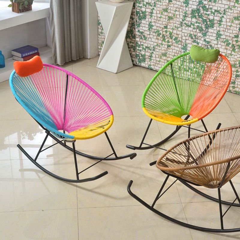 Contemporary Rocking Accent Chair Metal and Wicker Rocker Chair 28.3" x 43.3" x 35.4"