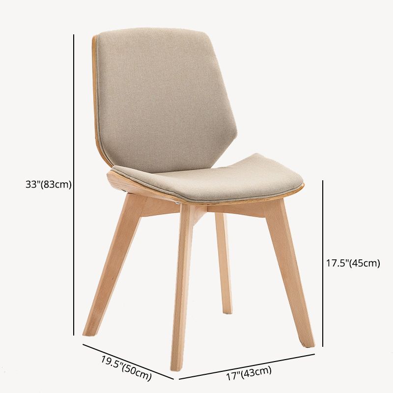 Home Contemporary Side Chair Solid Back Upholstered Wood Dining Room Chair