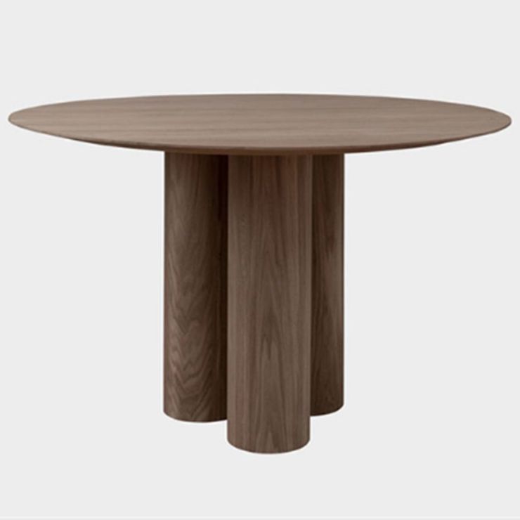 Runde Form zeitgenössischer Esstisch Holzfarbe fester Tisch aus massivem Holz