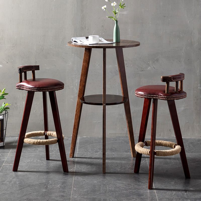 Modern Style Round Bar Table Wood Top Pub Table for Dining Room