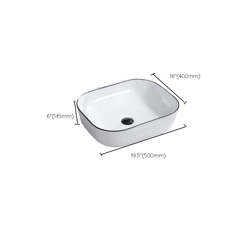 Bathroom Sink Ceramic Black Edging Anti-spill Rectangular Rod Single Handle Faucet Sink
