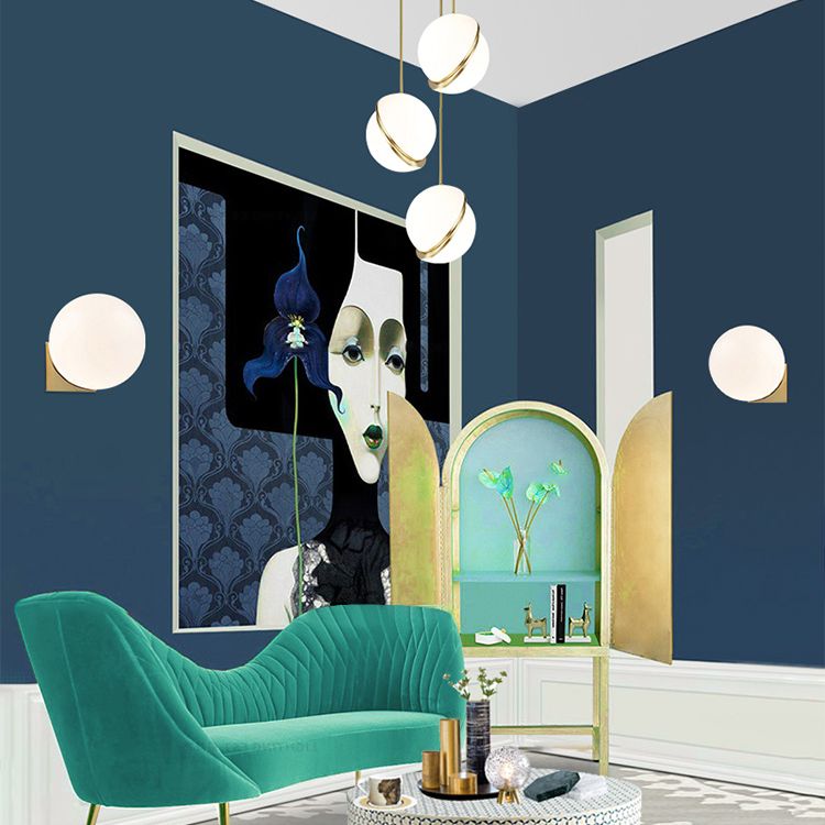 Glass Spherical Wall Lighting Fixture Simplicity Style Sconce Light Fixture in White