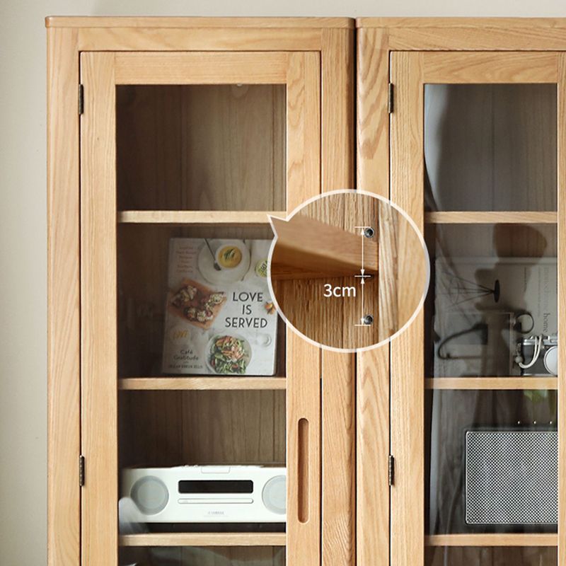 Solid Wood Display Cabinet Modern Style Glass Door with Adjustable Shelf