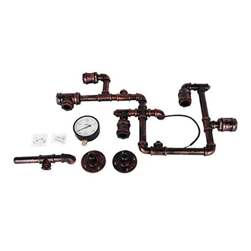 Industrial Wall Sconce Metal Pipe Shape Wall Light for Living Room in Rust