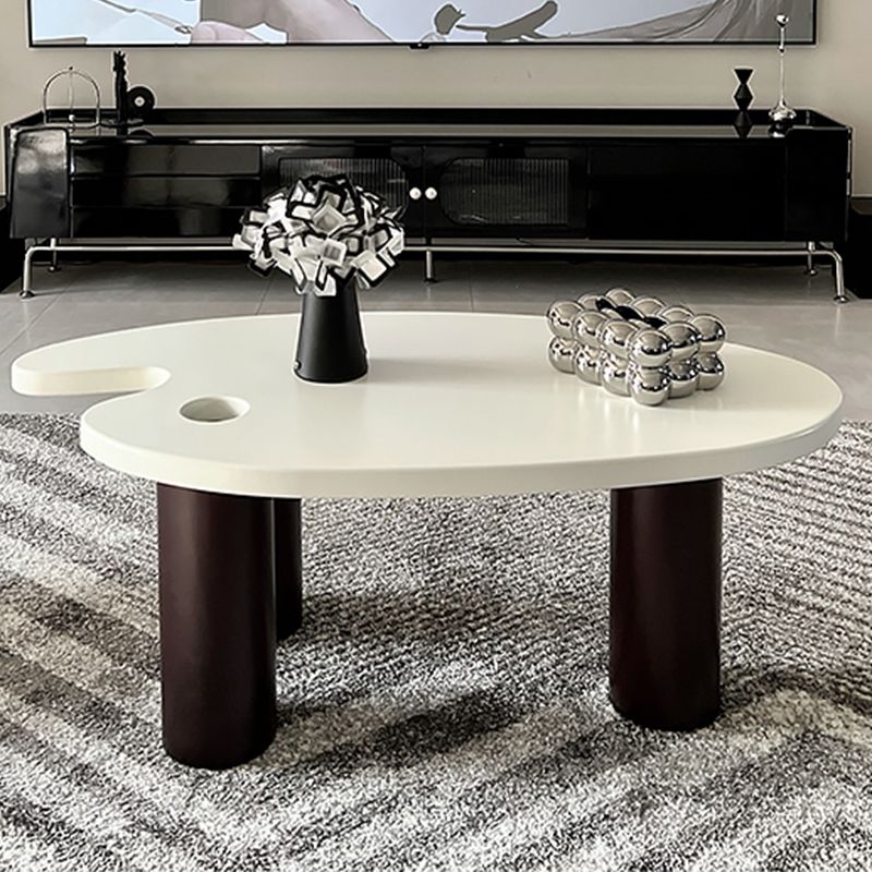 16"H Contemporary Coffee Table White 3 Legs Coffee Cocktail Table