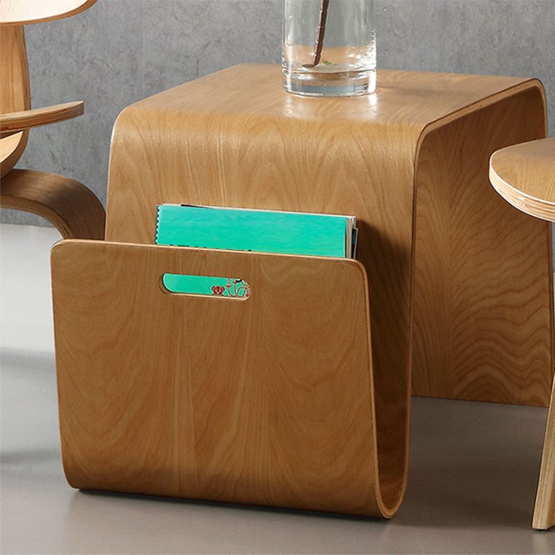 Contemporary Side End Table Solid Wood with Storage Living Room Corner Table