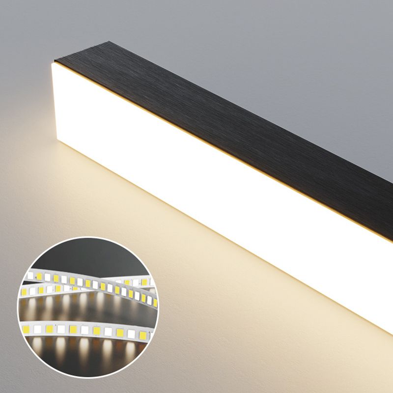 Linear 1 - Light LED Ceiling Pendant Fixture in Dark Black Aluminum Kitchen Island Fixture