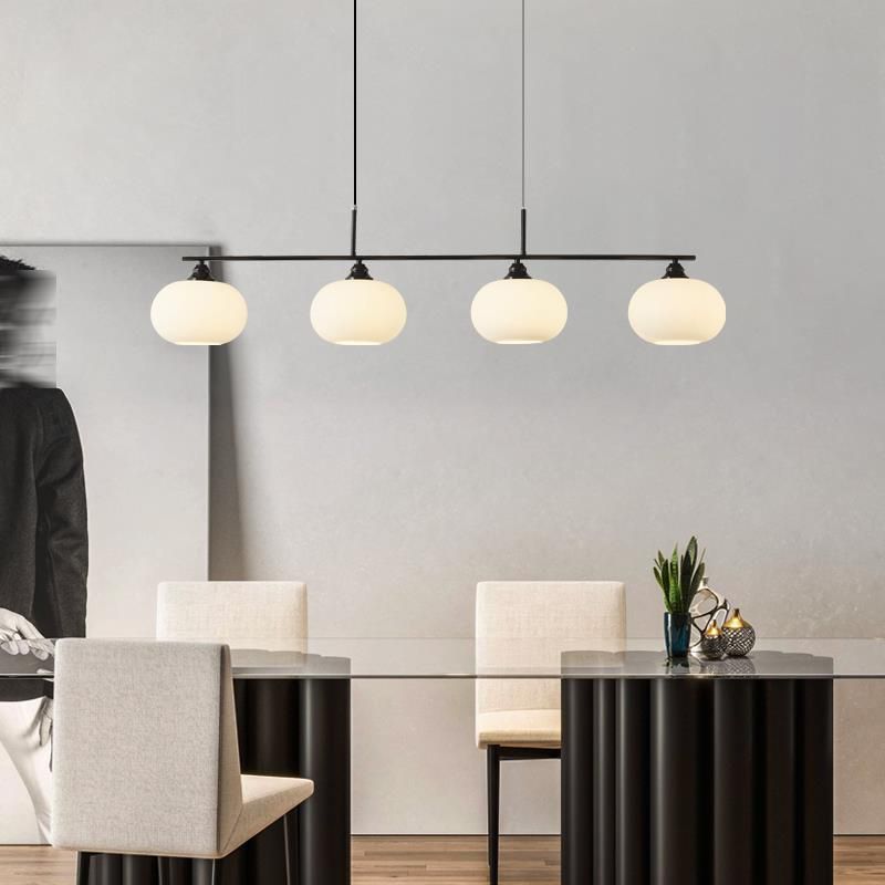 3/4-Light Contemporary Kitchen Island Lighting Shaded Ceiling Light in Golden/Black