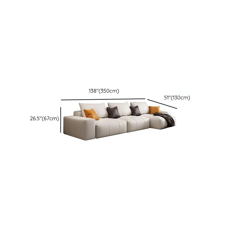 26"H Scandinavian Sectional Sofa Cream Leather Stain-Resistant Sectional
