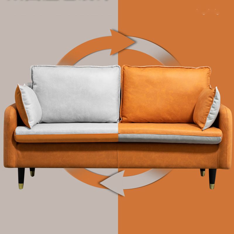 Contemporary Standard Sofa Pillows Square Arm 2 Seater Living Room Settee