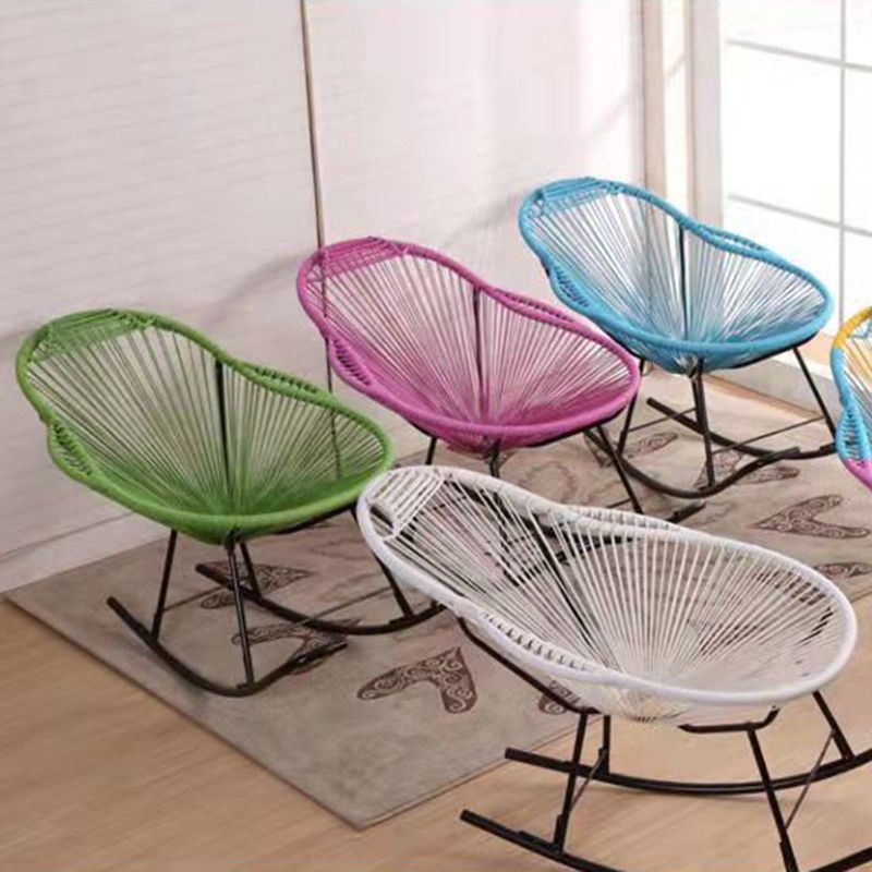 Modern Rattan Rocking Chair Plain Rocker Chair with Removable Cushions