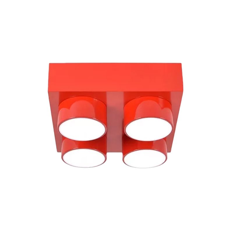 Bloc de construction LED plafonnier enfants acrylique rouge/jaune/bleu lampe encastrée pour chambre à coucher