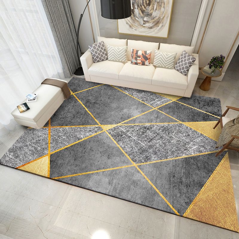 Modern Geometric Indoor Rug Patchwork Simplicity Area Rug Polyester Anti-Slip Carpet for Living Room