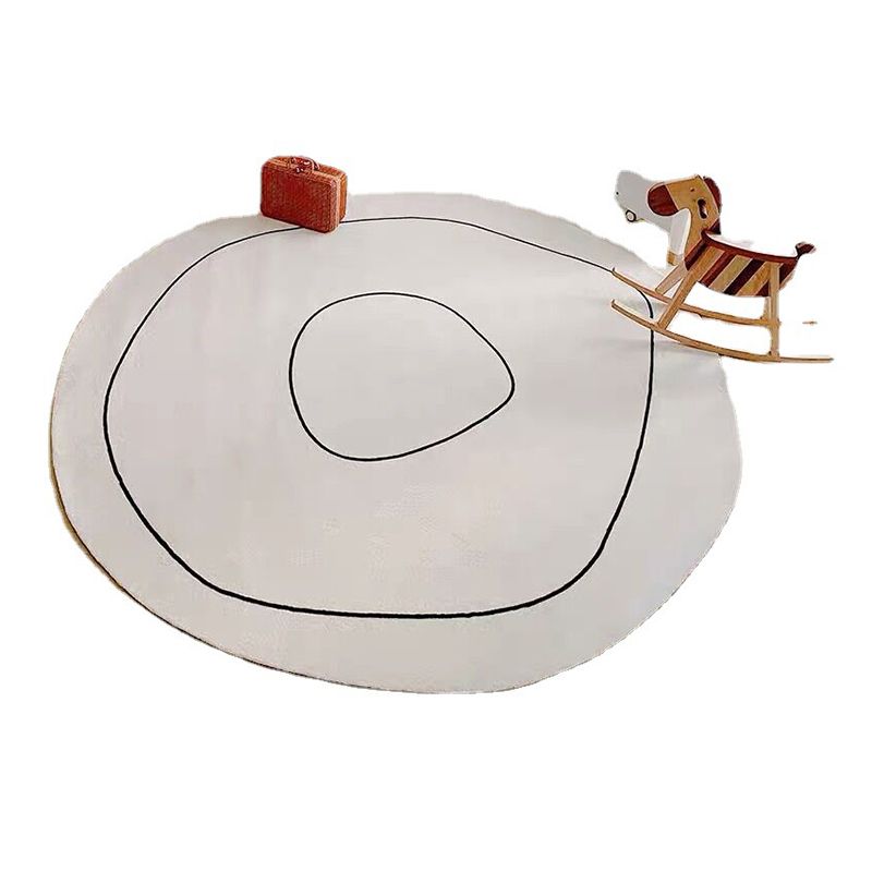 White Casual Rug Polyester Line Rug Non-Slip Backing Rug for Home Decor