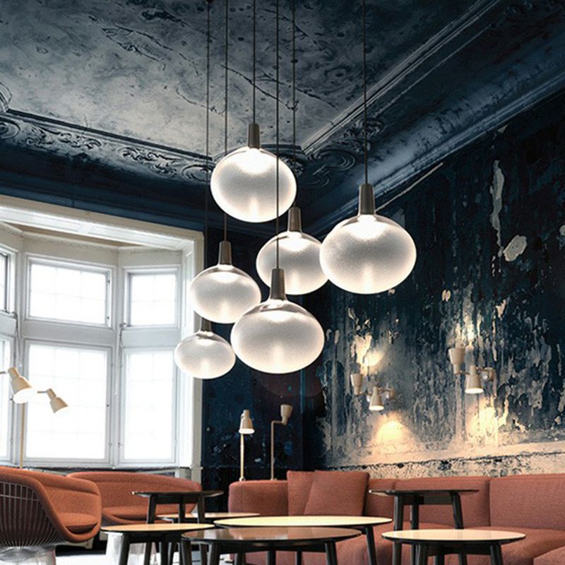 Elliptisch glas gesuspendeerd verlichtingsarmatuur moderne eenmalige zwarthangende lamp voor restaurant