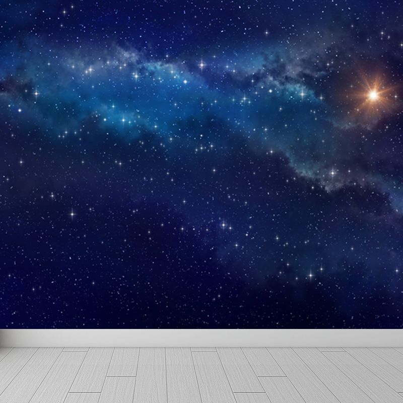 Magical Constellations View Mural Decal for Playroom, Blue, Custom Size Available