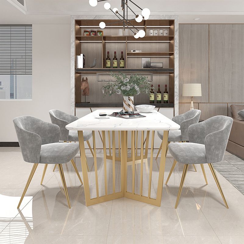 Glam Faux Marble Table Rectangle Table with Metal Legs for Home Use