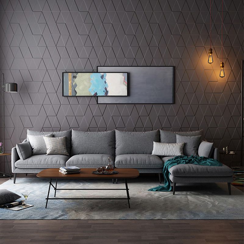 Gray 4/5-seater Sloped Arm Sectional Fabric Slipcovered Sectional