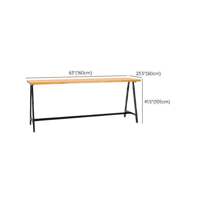 Rectangular Bar Height Table Black Legs and Metal Base Bistro Pub Table