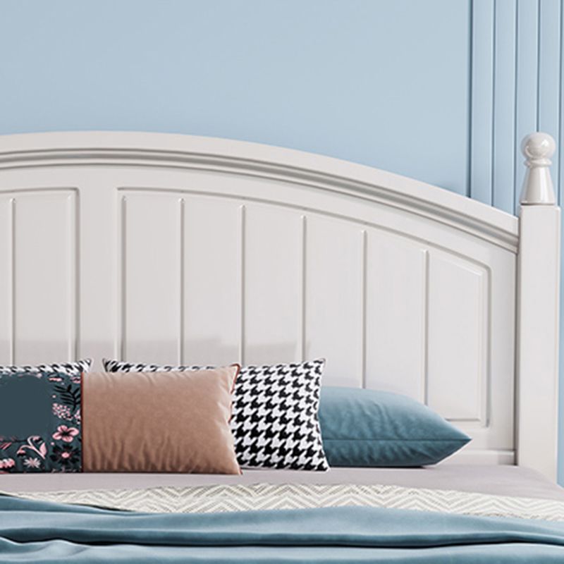 Contemporary White Wood Arched Standard Bed, Panel Headboard Bed