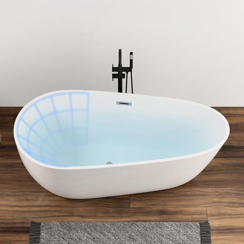 Modern Acrylic Bathtub Freestanding Soaking Bathtub with Drain Bathtub and Overflow Hole