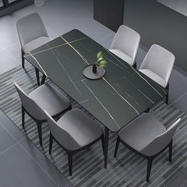 Metal Industrial Rectangle Dining Table Sintered Stone Table for Dining Room