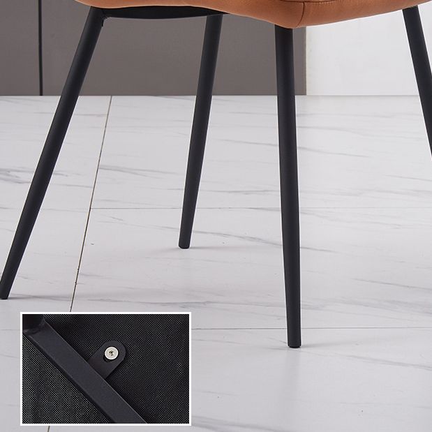 Contemporary Faux Leather Armless Dining Chairs Metal Dining Chair for Home Use