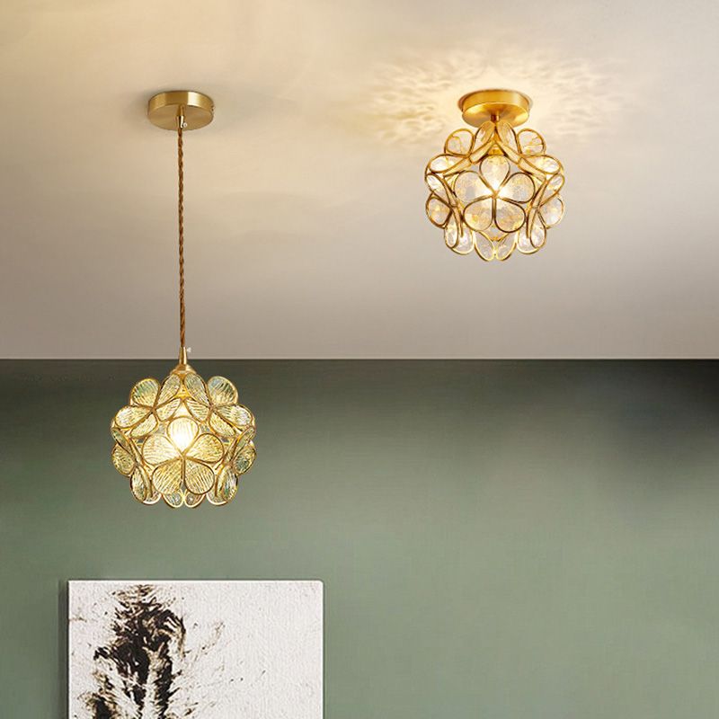 Mini plafonniers encastrés de style vintage traditionnel avec abat-jour en verre