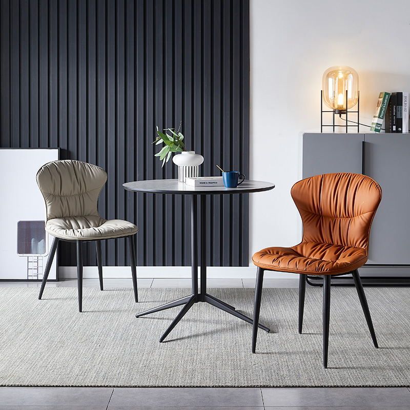 Faux Leather Dining Chair Wingback Armless Chair with Black Legs