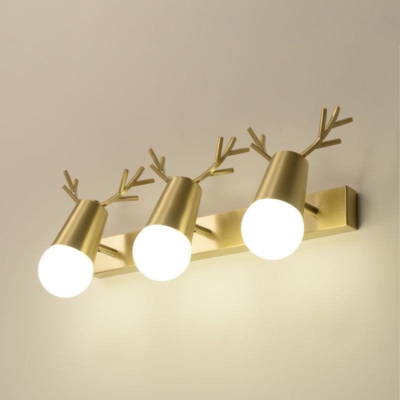 Geometric Vanity Lighting Modern Style Metal Multi Lights Vanity Wall Sconce in Gold
