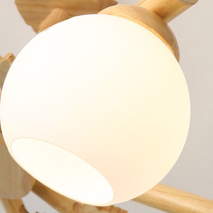 Rami sferici multi chiaro luci appese a sospensione moderna illuminazione sospesa in legno per camera da letto