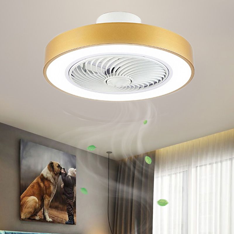 Moderne nordische LED -Makkaronendeckenvorrichtung Schmiedeeisen kreisförmige Deckenventilatoren mit Acrylschatten