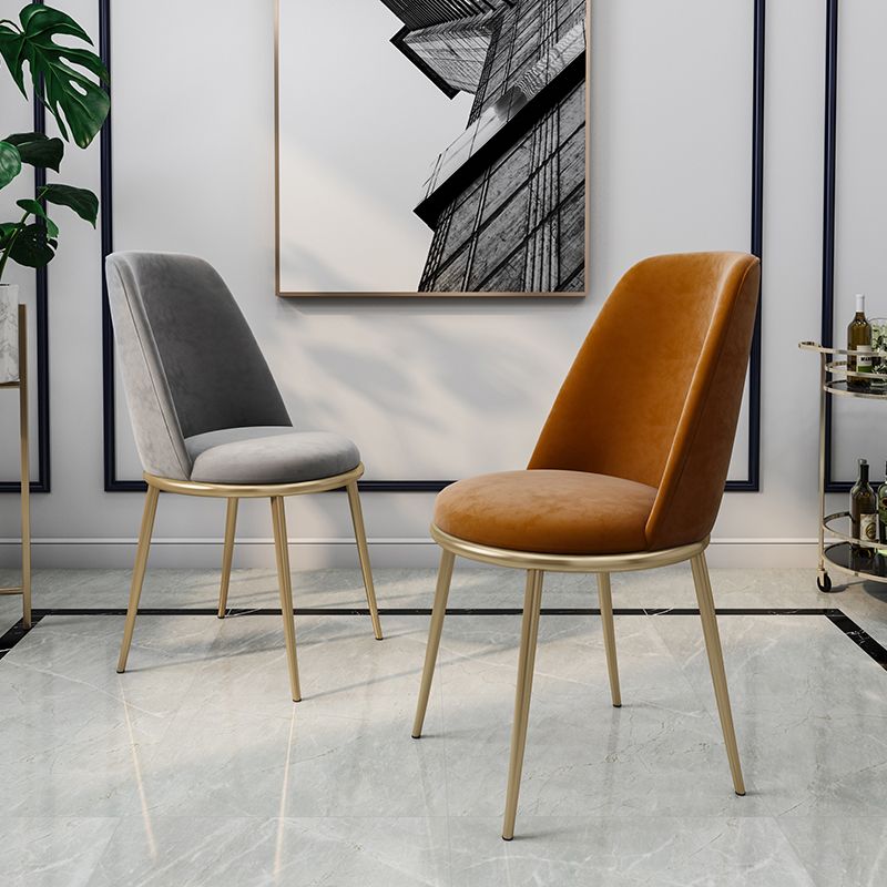Armless Dining Chairs Glam Style Velvet Side Chairs for Dining Room