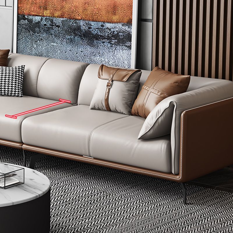 Contemporary Genuine Leather Pillow Top Arm Sofa for Living Room, Apartment