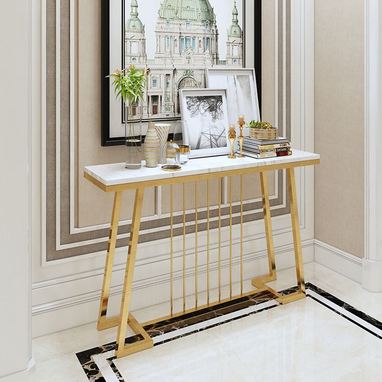 Modern Console Accent Table Antique Finish Sofa Console Table in Marble