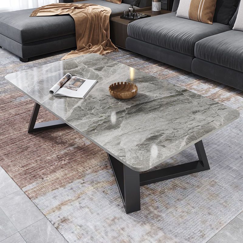 Glam Style Grey/black Gold/white Gold Rock Slate Top Coffee Table
