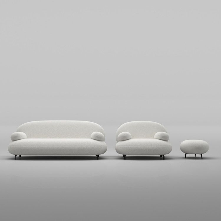 Standard Round Arm Sofa Modern Minimalist Fabric Sofa in White