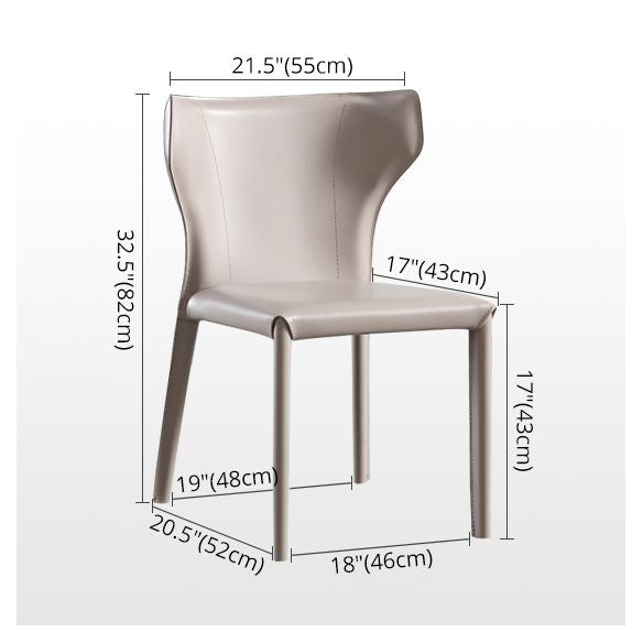 Moderne eigentijdse lederen eetkamerstoel Pure Color Wingback Side stoel