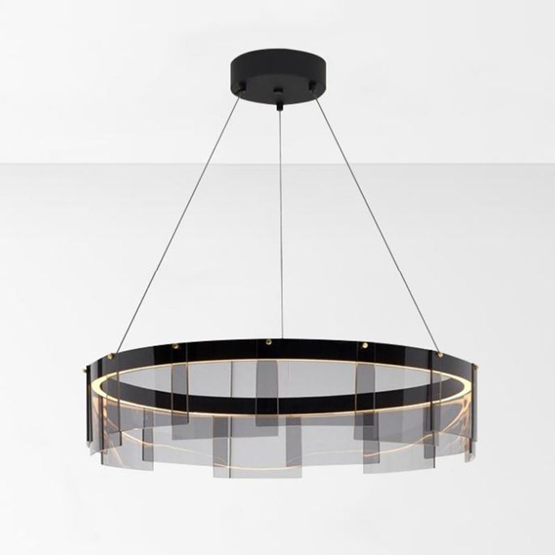 Nordic Contemporary Style LED Chandelier Pendant Light Circular Glass Chandelier