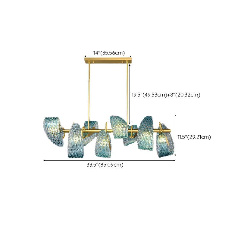 Modern Metal Ceiling Light Flower Shape Island Light with Glass Shade for Living Room