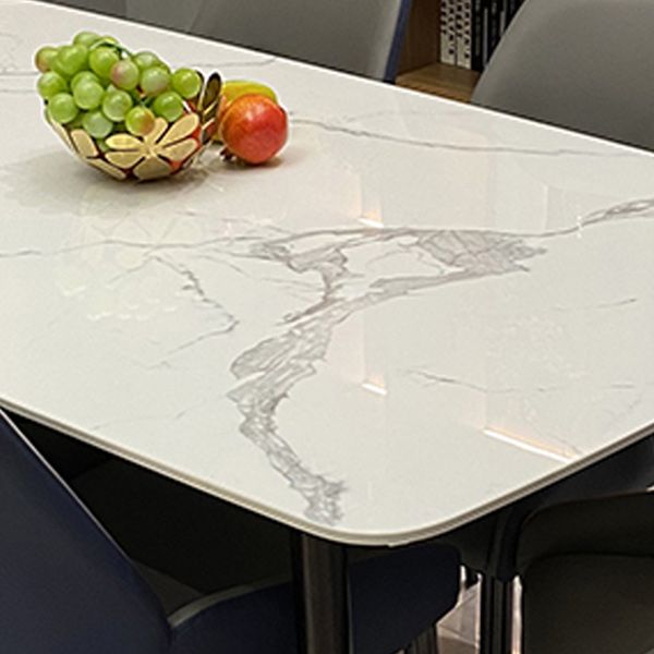 Rectangular Stone Dining Table Modern 4 Legs Furniture Metal Base for Home